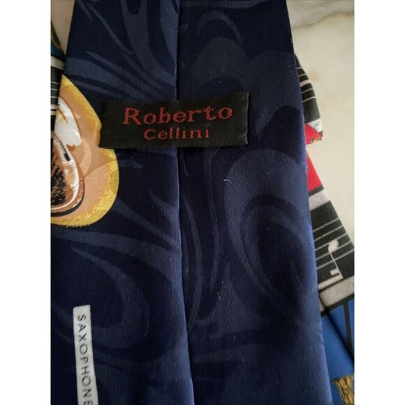 Vintage Dem Crazy Musical Saxophone Print Ties Set Of 2 - Picture 7 of 9